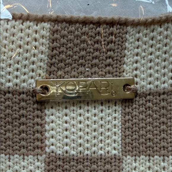 Kopari Beige and White Checkered Tote - Picture 3 of 3